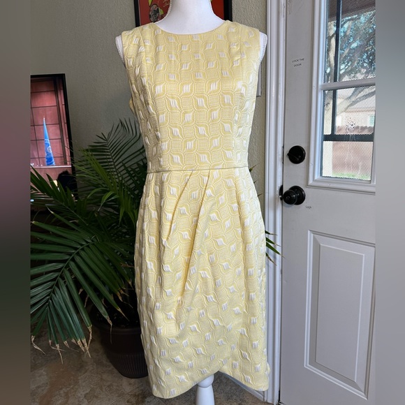 Dobby Pastel Yellow Dress with Embroidery